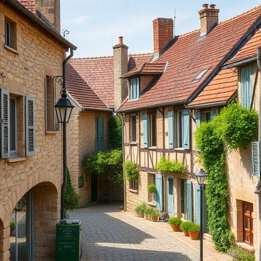 Photo d'un village champenois typique, avec des maisons en pierre et des toits en tuiles.